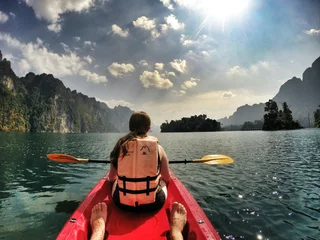 Foto op Plexiglas Kayaking on lake with friend © gregdorney