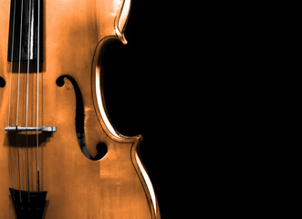 Cello on black background
