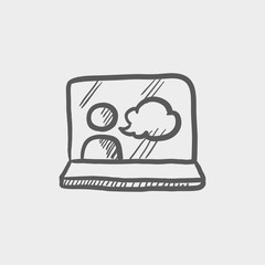 Video chat online sketch icon