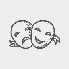 Two mask sketch icon