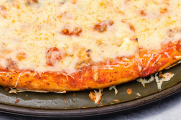 Closeup view of four cheese pizza