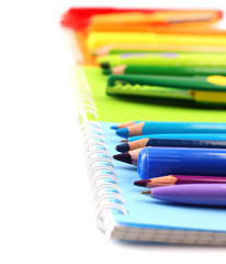 Fototapeta premium Colorful school stationery isolated on white