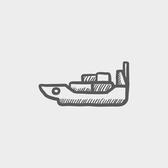 Cargo ship with container sketch icon