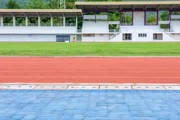 Running track with corner of the football field