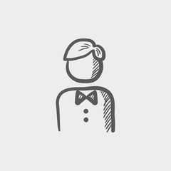 Waiter sketch icon