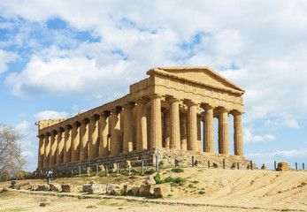 Greek temple Concord at valley of temple, the world heritage site on Sicily island, Italy 