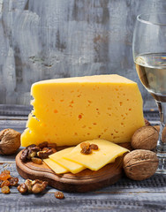 Cheese with nuts and raisins