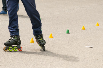 slalom with Inline skates