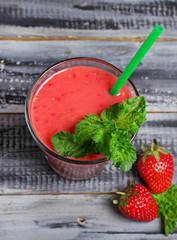 Strawberry smoothie, sweet summer drink