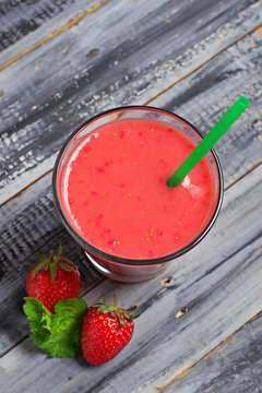 Strawberry smoothie, sweet summer drink