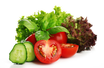 Fresh vegetables isolated on white