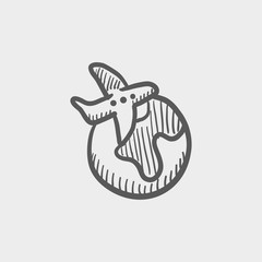 Airplane sketch icon