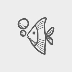 Tropical fish sketch icon