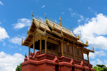 Wat Phra That Hariphunchai with blue sky in Lamphun Province, Th