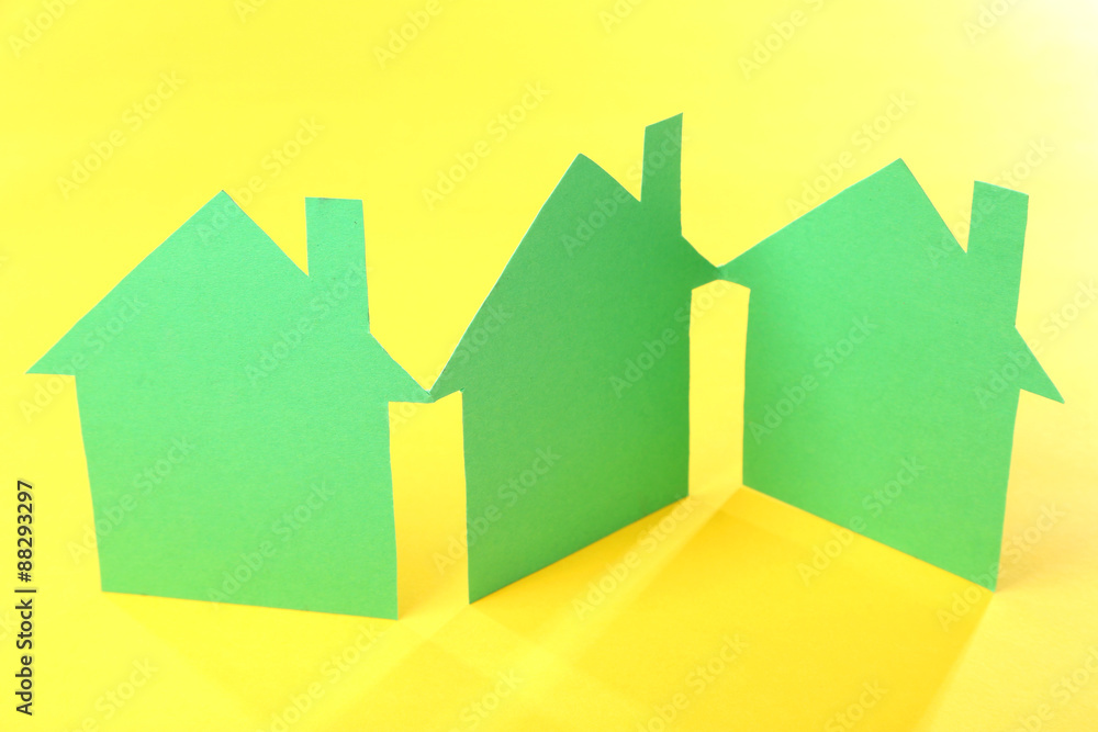 Canvas Prints Color paper houses on yellow background