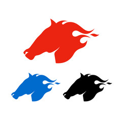 Set of horse heads logo templates. Isolated on white background. Vector illustration.