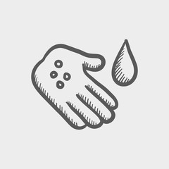 Wash the wound with watre sketch icon