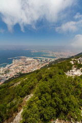 View of the sea/ocean and city of Gibraltar from the top of the rock
