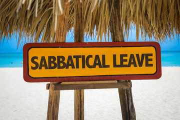 Sabbatical Leave sign with beach background