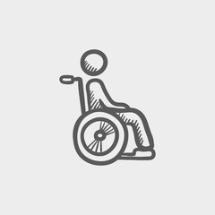 Disabled person sketch icon