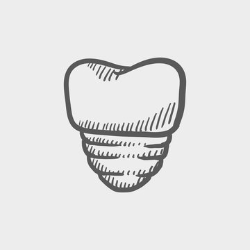 Tooth implant sketch icon