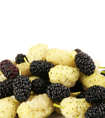 Fresh mulberry isolated on white