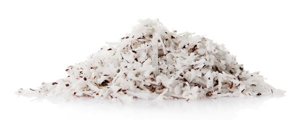 Coconut shavings isolated on white