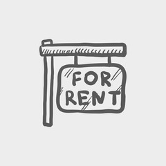 For rent placard sketch icon