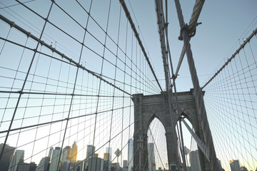 Naklejka premium Brooklyn Bridge i Manhattan skyline