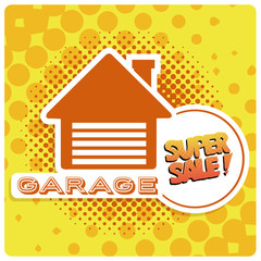 Garage sale illustration over yellow color background
