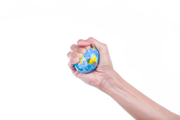 Earth planet in female hand