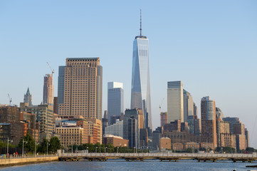 Fototapeta na wymiar Hudson River skyline view of Downtown Manhattan New York City