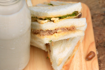 tuna sanwich and soy milk
