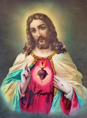 Poster Im Rahmen Typical catholic image of heart of Jesus Christ from Slovakia © Renáta Sedmáková