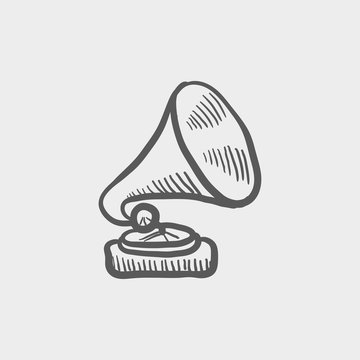 Gramophone sketch icon