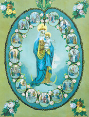 Typical catholic image of Virgin Mary of Rosary from Slovakia