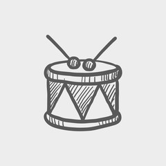 Fototapeta na wymiar Drum with stick sketch icon