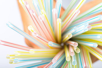 group of colorful straw