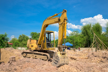 Excavator working at construction site