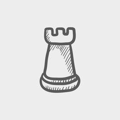 Chess rook sketch icon