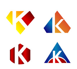 Vector illustration of abstract icons based on the letter k
