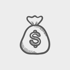 Money bag sketch icon