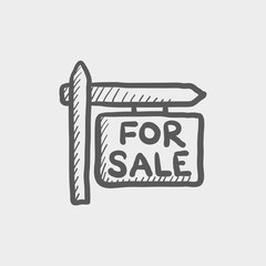 For sale signboard sketch icon