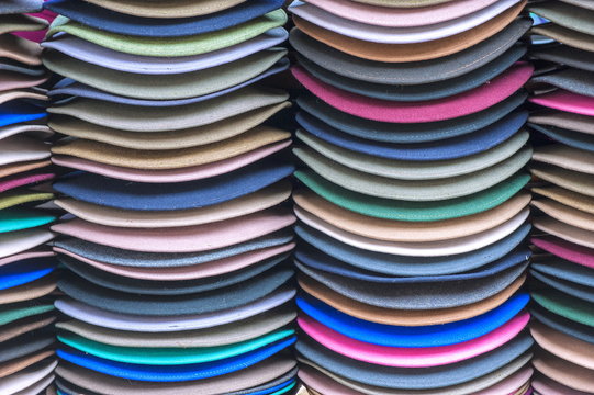 Otavalo market, hats stall, Imbabura Province, Ecuador