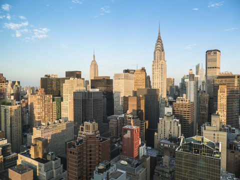Manhattan skyscrapers including the Empire State Building and Chrysler Building, Manhattan, New York City, New York