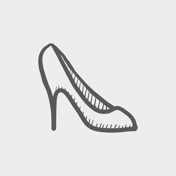 Lady High Heel Shoe Sketch Icon