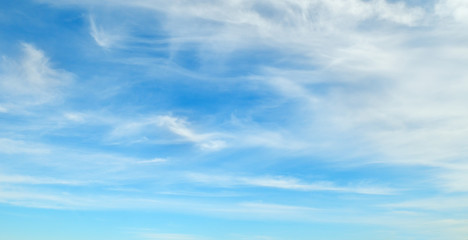 plumose clouds in the blue sky
