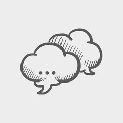 Speech cloud sketch icon