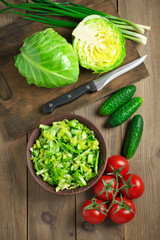 Vegetable salad and ingredients