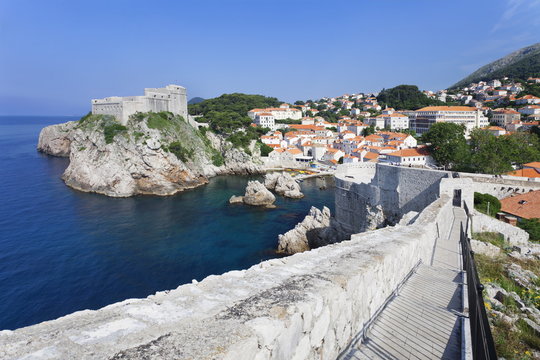 City wall and Fortress Bokar, Old Town, Dubrovnik, Dalmatia, Croatia